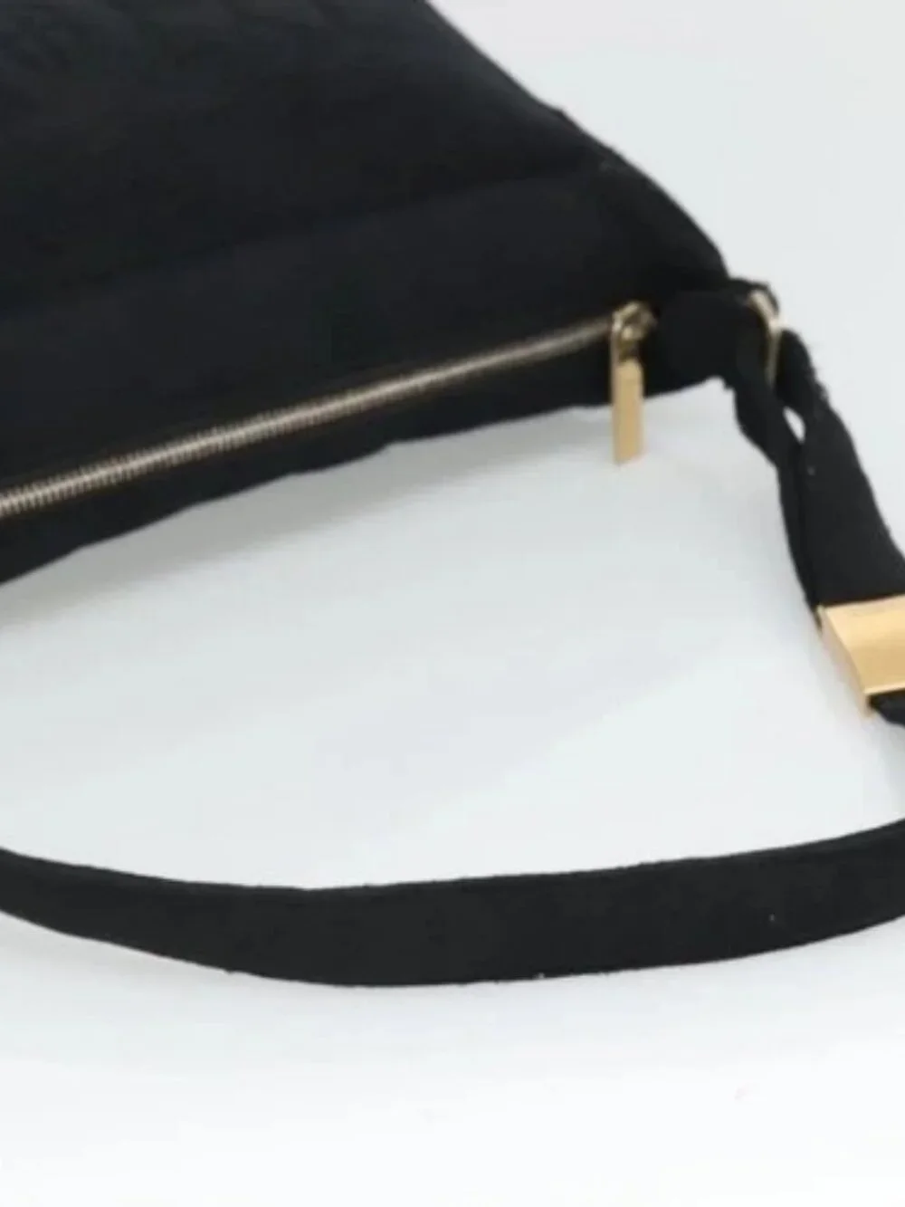 CHANEL Choco Bar line Shoulder Bag Canvas Black CC Auth BA034